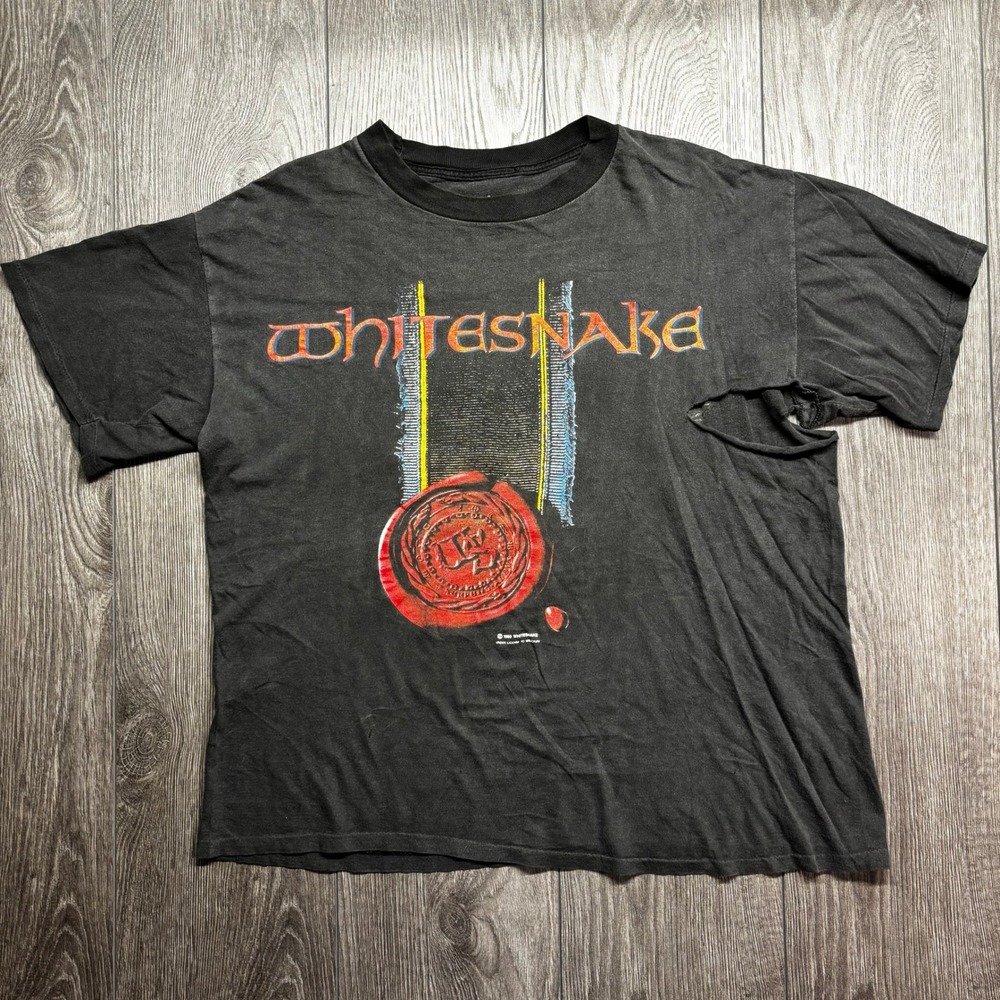 Vintage 1990 Whitesnake Medium Slip of the Tongue Tour Shirt Brockum Distressed